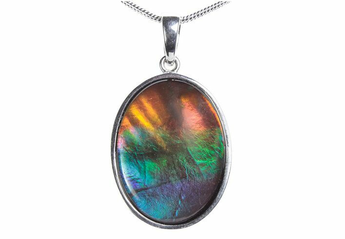 Stunning Ammolite Oval Pendant - Sterling Silver #376219